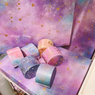 Set băng dính trang trí washitape 6 mẫu nhũ galaxy lấp lánh ✨✨✨