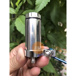 Bình dầu rời, Bình dầu Inox 304 CNC mẫu Thailand tặng kèm pát bình dầu xi Titan nguyên khối Inox bình dầu xe máy
