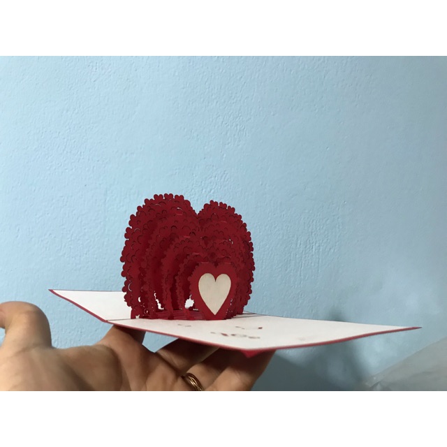 Thiệp 3d tim quạt