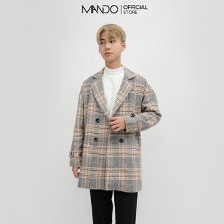 Áo Khoác Măng Tô Dạ Kẻ Nam Dáng Dài MANDO 2 Lớp Vải Dạ Cao Cấp Caro Xám Form Rộng Basic Unisex Hàn Quốc KDN013