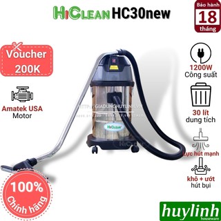 [Mã ELHAMS5 giảm 6% đơn 300K] Máy hút bụi công nghiệp HiClean HC30 New - 30 lít - Tặng Voucher 200k TM