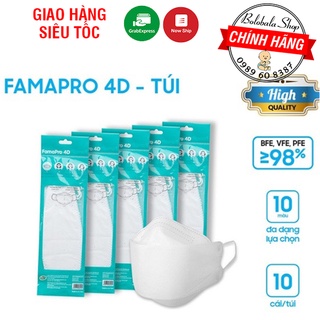 Túi 10 Khẩu trang 4D Famapro cao cấp/ KL MASK công nghệ Hàn Quốc