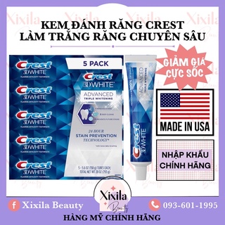 Kem đánh răng Crest 3D White Advanced Triple Whitening 158Gram làm trắng gấp 3 lần phiên bản cũ