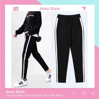 Quần legging sọc thể thao chất cotton siêu co dãn