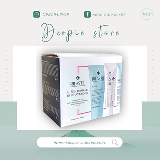 [ CÓ SẴN - BILL ITALY ] Set/Bộ cấp ẩm thần thánh Rilastil Aqua : mặt nạ - kem dưỡng 72h - sữa rửa mặt