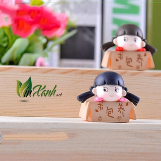 Mô hình bé gái hộp giấy trang trí tiểu cảnh, hồ cá, bàn học, 3d trang trí nhà cửa nhỏ xinh