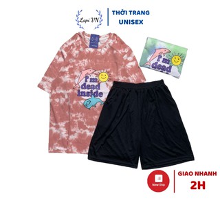 Set Bộ Loang Màu Cá Heo Uniex Tay Lỡ Lapi VN, Đồ Bộ Cartoon, Freesize, Thun Cotton, Nam Nữ Đều Mặc Được