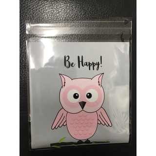 set túi bánh quy hình cú 10x10 cm có lớp dính miệng túi
