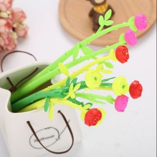 [B043] Bút viết bi nước - bông hoa hồng, hoa nhiều cánh