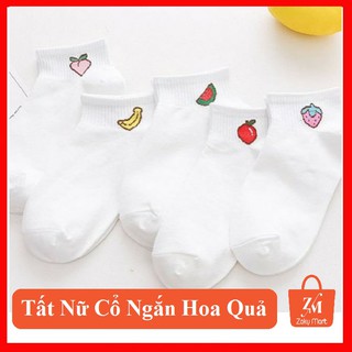 [Loại Cao Cấp] Vớ Tất Cổ Ngắn Hàn Quốc In 3D Hình Thú Hoa Quả Đáng Yêu