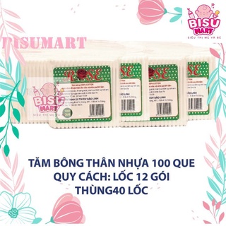 Tăm bông, bông ráy tai lõi nhựa ROSE Bịch 100 que