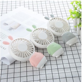 Quạt Cầm Tay Mini Và Để Bàn ZW-2802 Tai Thỏ Dễ Thương Nhỏ Gọn Nhiều Màu Có Đèn Led