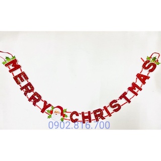 Dây treo chữ Merry Chrisrmas nhung 1m5 - 2m3 - 2m8 phụ kiện trang trí cây thokng noel giáng sinh