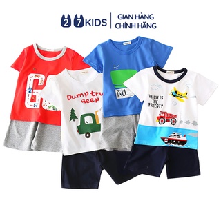 Bộ quần áo thun ngắn tay cho bé trai 27Kids WAPYPY đồ bộ nam cho trẻ từ 2-8 tuổi BSSE1