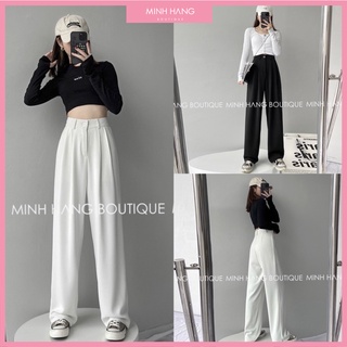 [Mã FAMARAL2 giảm 10K đơn 50K] Quần ống rộng suông cạp cao một khuy ( ảnh thật )