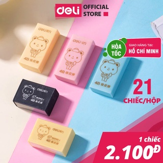 Tẩy 4B Deli hình chữ nhật 1 chiếc màu ngẫu nhiên đen/ hồng/ xanh dương/ vàng - 33012