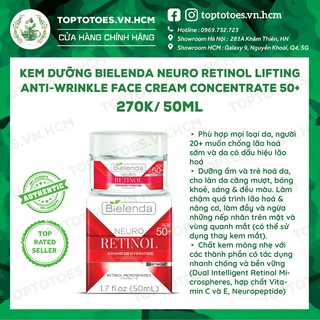 Kem dưỡng Bielenda Neuro Retinol Lifting Anti-wrinkle Face Cream Concentrate 50+ dưỡng ẩm, trẻ hoá, nâng cơ, láng mịn da