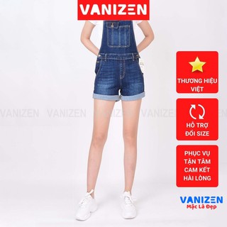 Quần short yếm jean nữ ngắn đẹp lưng cao cạp cao trơn hàng hiệu cao cấp mã 452 VANIZEN