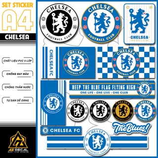 Sticker Bóng Đá CLB Chelsea Dán Tem Xe, Dán Nón, Điện Thoại, Laptop - Logo Chelsea Chất Liệu Chống Thấm Nước, Bền Màu