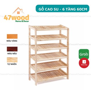 Kệ để giày dép gỗ 6 tầng 60cm, gỗ cao su - Kệ dép 6 tầng rộng 60cm
