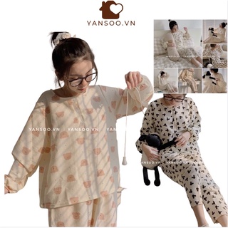 Bộ ngủ dài tay , sét quần áo nữ mặc nhà chất xốp hình kute Quảng Châu cao cấp by YANSOO