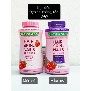 Kẹo dẻo Hair skin nail chai 230 viên hãng nature bounty từ Mỹ - bổ sung vitamin khoáng chất đẹp da móng tóc