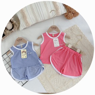 Bộ Ba Lỗ Cotton Đũi Hoạ Tiết Màu Trơn Cho Bé Gái khỏe khoắn (QATE1230) kèm video