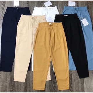 Quần baggy nữ giả khóa