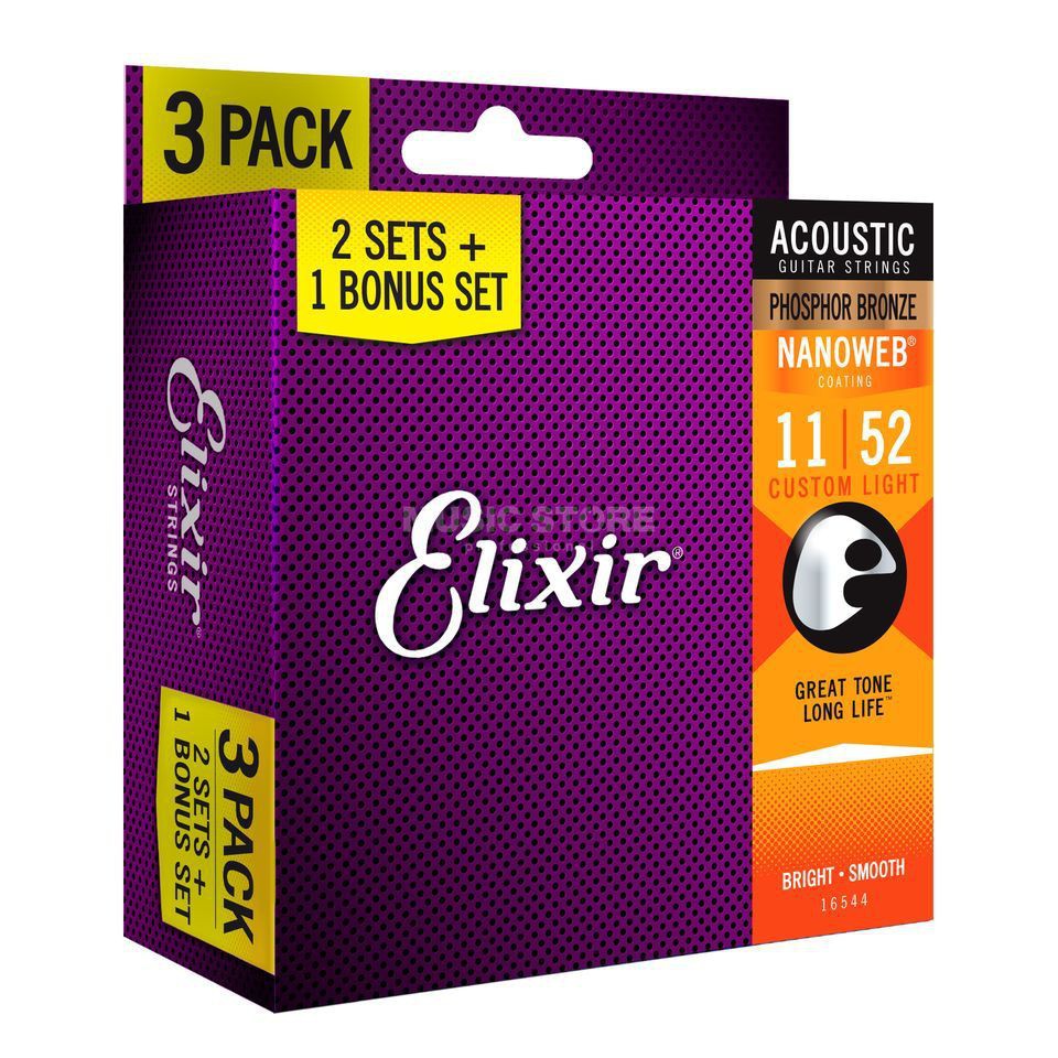 Dây guitar Aucostic Elixir Nanowweb phosphobronze (11-52)