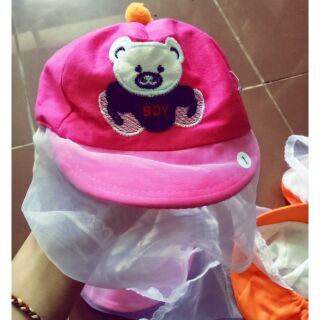 Mũ có khăn voan cho bé trai và bé gái 0-6 tháng tuổi