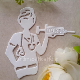 4 hình CÔ Y TÁ ( NURSE ) bằng giấy xốp, 7.5 x 7.2cm- trang trí thiệp 8.3, 20.10 - giáng sinh, sinh nhật, noel, thiệp 3D