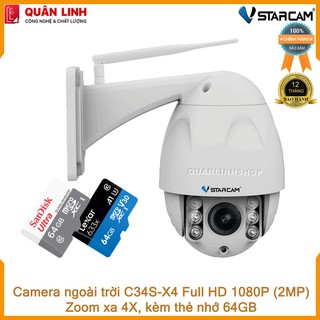 Camera ngoài trời Vstarcam C34s-X4 Zoom 4X Full HD 1080P kèm thẻ 64GB Class 10