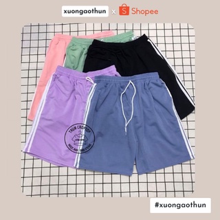 Quần short 3 sọc ngắn Quần đùi Unisex Freesize ống rộng chất thun mềm mặc thoải mái