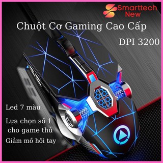 Chuột Cơ Gaming Cao Cấp,Chuột Máy Tính Có Dây Chơi Game Nhạy LED 7 Màu Cực Đẹp DPI 3200