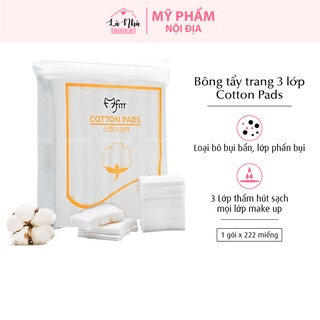 Bông Tẩy trang GIÁ SỈ 3 lớp cotton [Túi 222 miếng dày dặn]