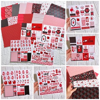 Bộ giấy hoạ tiết tình yêu màu đỏ hồng ( set 20 tờ)
