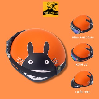Mũ bảo hiểm nửa đầu in hình Totoro màu cam_nón bảo hiểm thời trang cute nhất,Thế giới nón