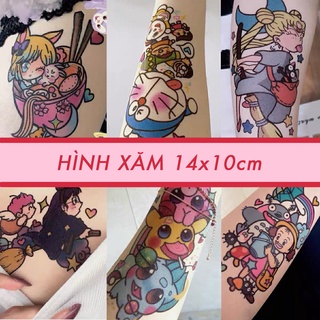 Hình Xăm Dán Giả Nước Tattoo Nhân Vật Hoạt Hình Màu Sắc Size Lớn
