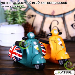 MÔ HÌNH XE VESPA CỔ IN CỜ ANH RETRO VINTAGE DECOR TRANG TRÍ CHỤP HÌNH ĐẠO CỤ CHỤP ẢNH SẢN PHẨM INS DDC-280