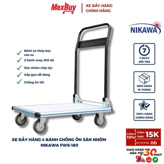 Xe đẩy hàng kéo hàng 4 bánh chống ồn sàn nhôm tay cầm thép nhập khẩu NIKAWA FWS cao cấp tải trọng 250kg hỏa tốc Hà Nội