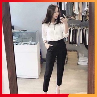 Quần baggy lưng chun ⚡️HÀNG LOẠI ĐẸP ⚡️Quần vải công sở chất vải tuyết mưa, dễ phối đồ