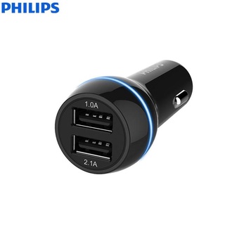 Tẩu sạc ô tô Philips DLP2357, tích hợp 2 cổng sạc 1A và 2.1A, công suất 15.5W