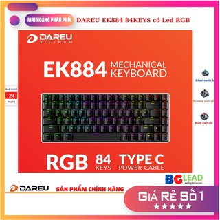 Bàn phím cơ|Bàn phím gaming DAREU EK884 84KEYS có đèn led RGB, Blue|Brown|Red D switch - Mai Hoàng phân phối và bảo hành