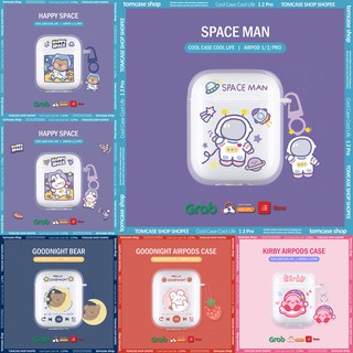 Case Airpod 2/pro ốp trong suốt Tom case, Vỏ Airpods trong in hình dễ thương bảo vệ tai nghe