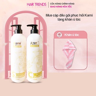 CẶP DẦU GỘI - DẦU XẢ TÓC COLLAGEN SIÊU PHỤC HỒI TÓC HƯ TỔN KHÔNG CHỨA SILICONE KAMI 800ML
