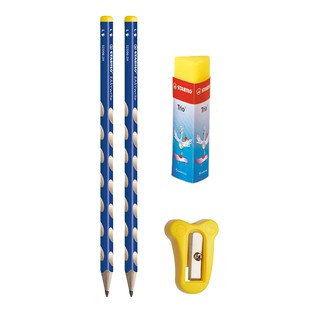 Bộ 2 cây chì gỗ STABILO EASYwrite tay trái PCE323L-HB + chuốt chì PSE4533L + tẩy ER199 (PCE323L-2A)