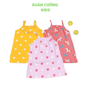 Váy cho bé, váy bé gái hai dây chất cotton xu siêu co giãn mềm mại mát lạnh mùa hè Xuân Cường Kids size từ 8 đến 20kg