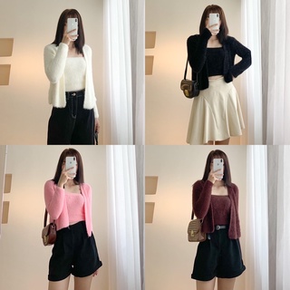 Set áo 2s kèm áo cardigan len lông thỏ 011