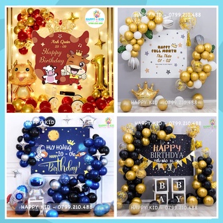 [Mã LIFEHL15K giảm 10% đơn 0Đ] Set trang trí sinh nhật bé trai bé gái hàn quốc tuổi trâu đơn giản HAPPYKID SETSN