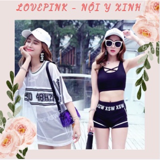 Bộ đồ bơi nữ thể thao kèm áo lưới sexy, quyến rũ - 003GYM125